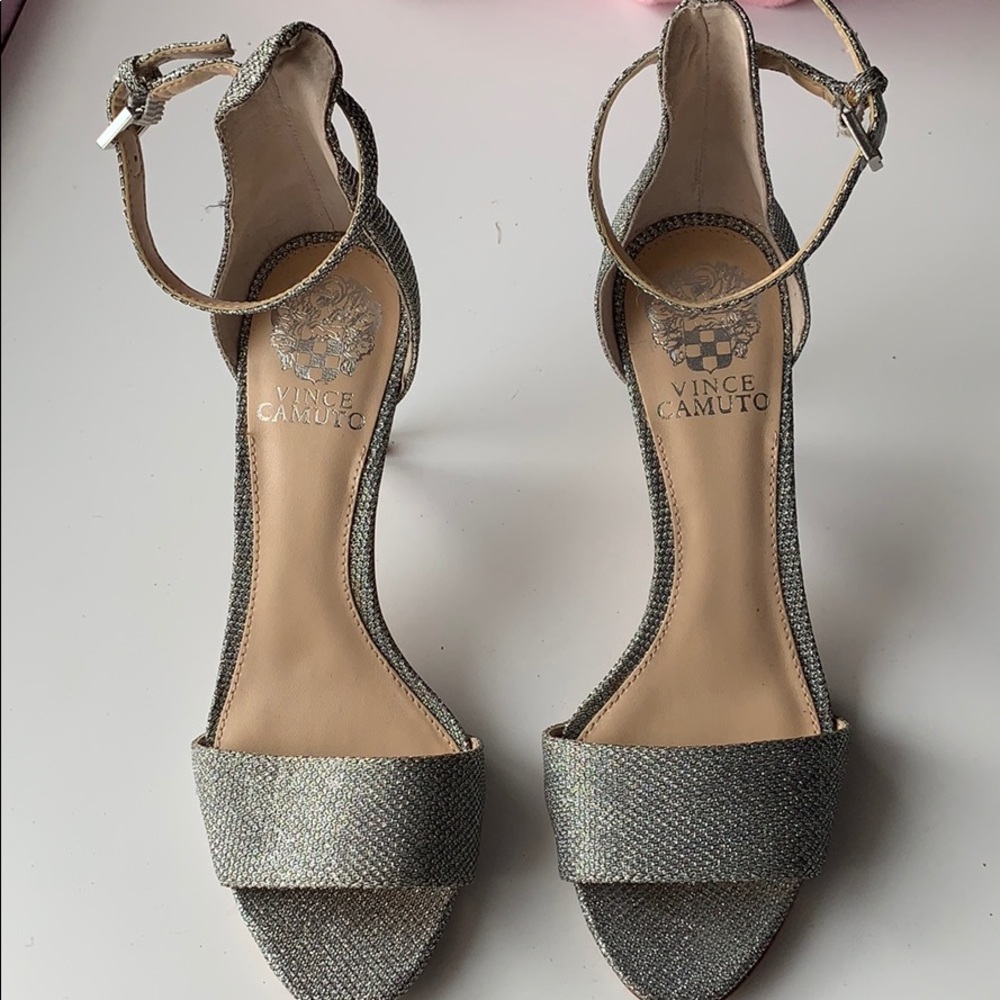Vince Camuto silver glitter heels